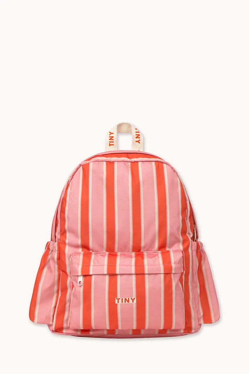 Dječji ruksak Tinycottons RETRO STRIPES BACKPACK boja: ružičasta, mali, s uzorkom, AW25-545