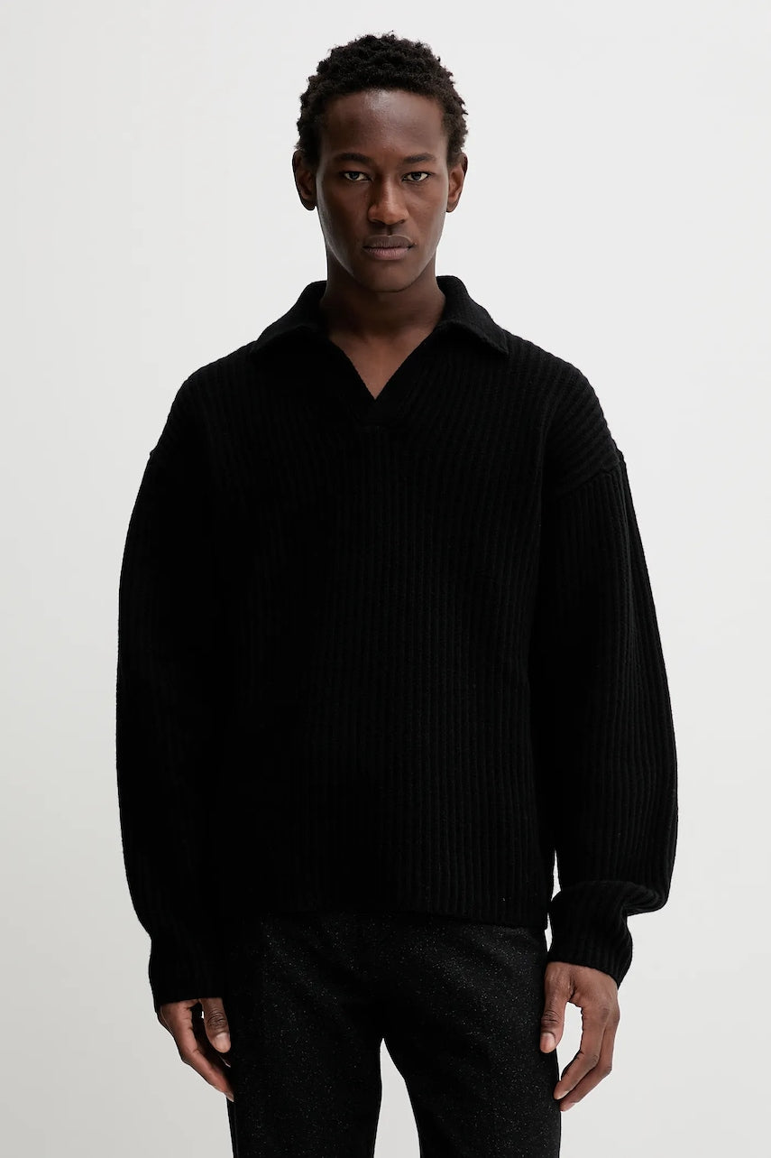 Vuneni pulover Filippa K za muškarce, boja: crna, tople, 31897
