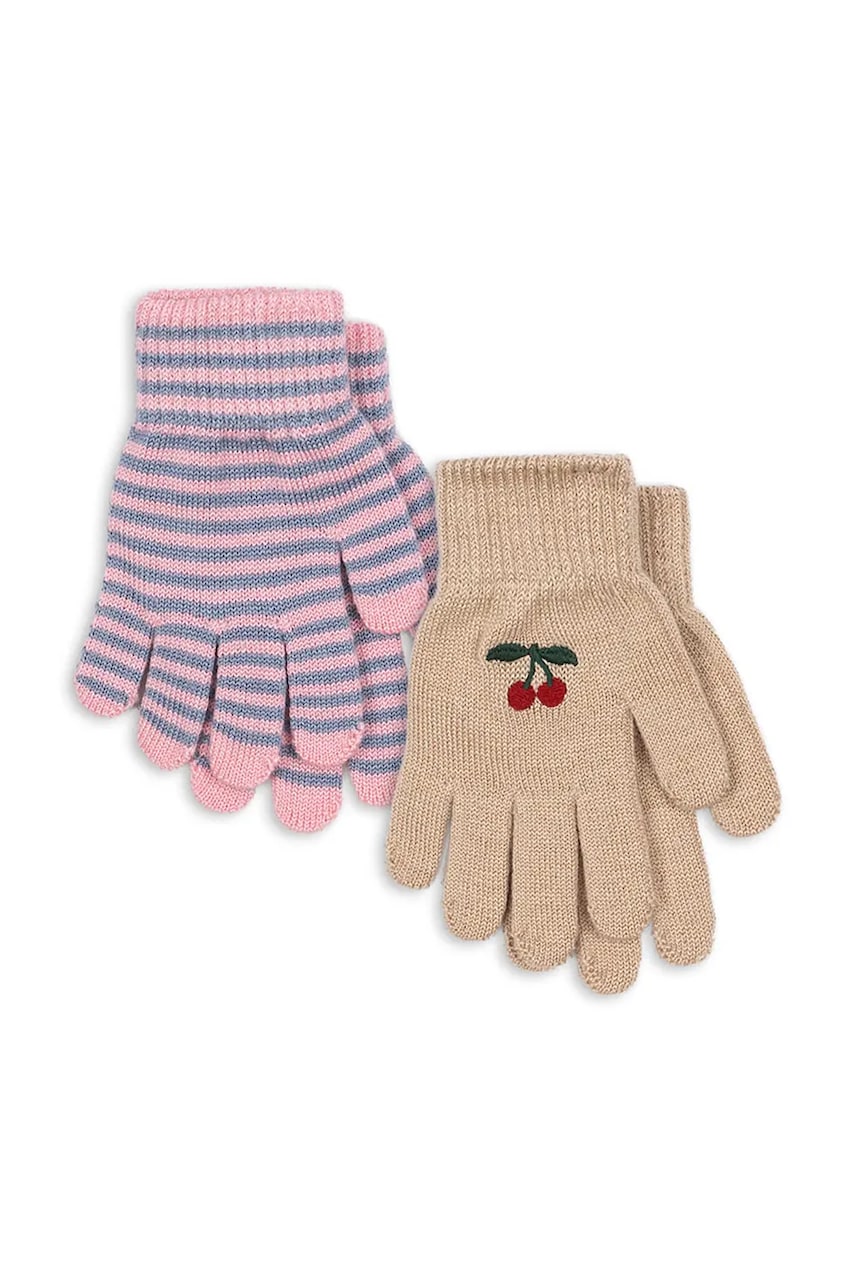 Rokavice Konges Sløjd 2 PACK FILLA GLOVES 2-pack bež barva, KS103430