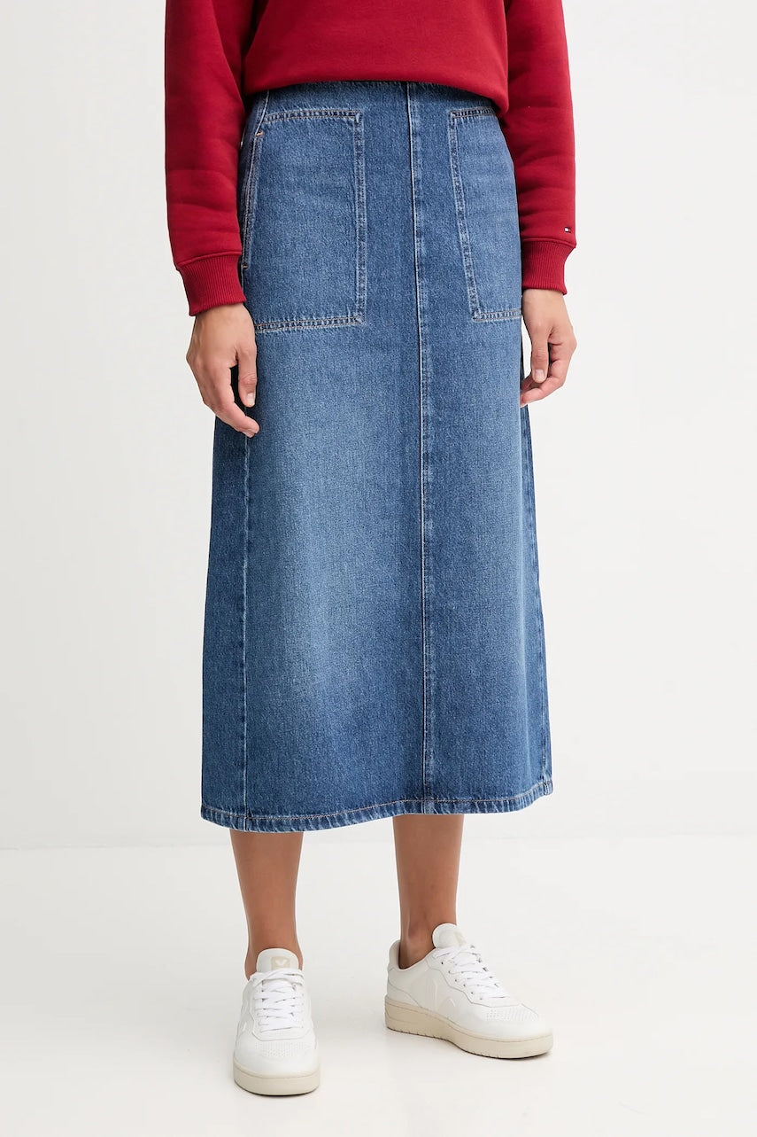 Bombažno krilo iz jeansa Tommy Hilfiger WW0WW46737