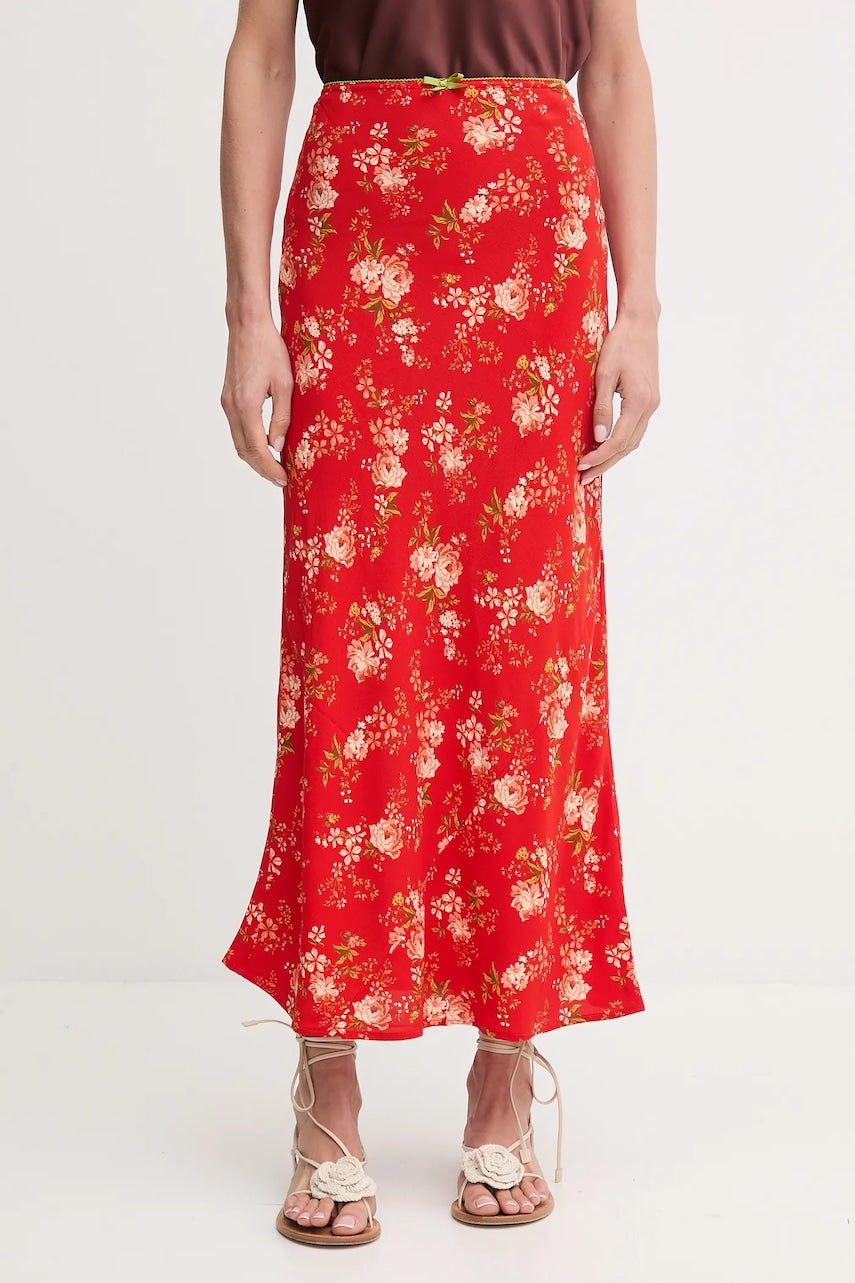 Suknja Never Fully Dressed boja: crvena, maxi, ravna, NFDSK738