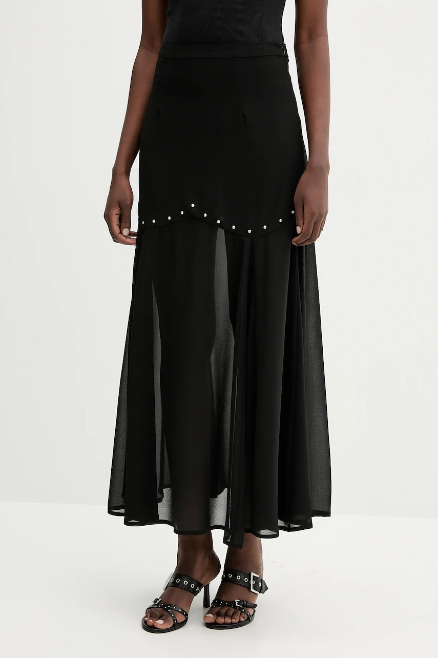 Suknja Never Fully Dressed boja: crna, maxi, širi se prema dolje, NFDSK736