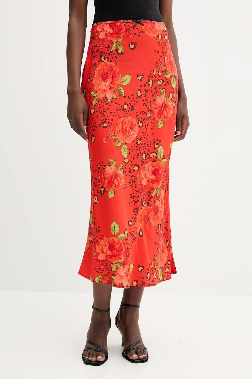 Suknja Never Fully Dressed boja: crvena, maxi, širi se prema dolje, NFDSK761