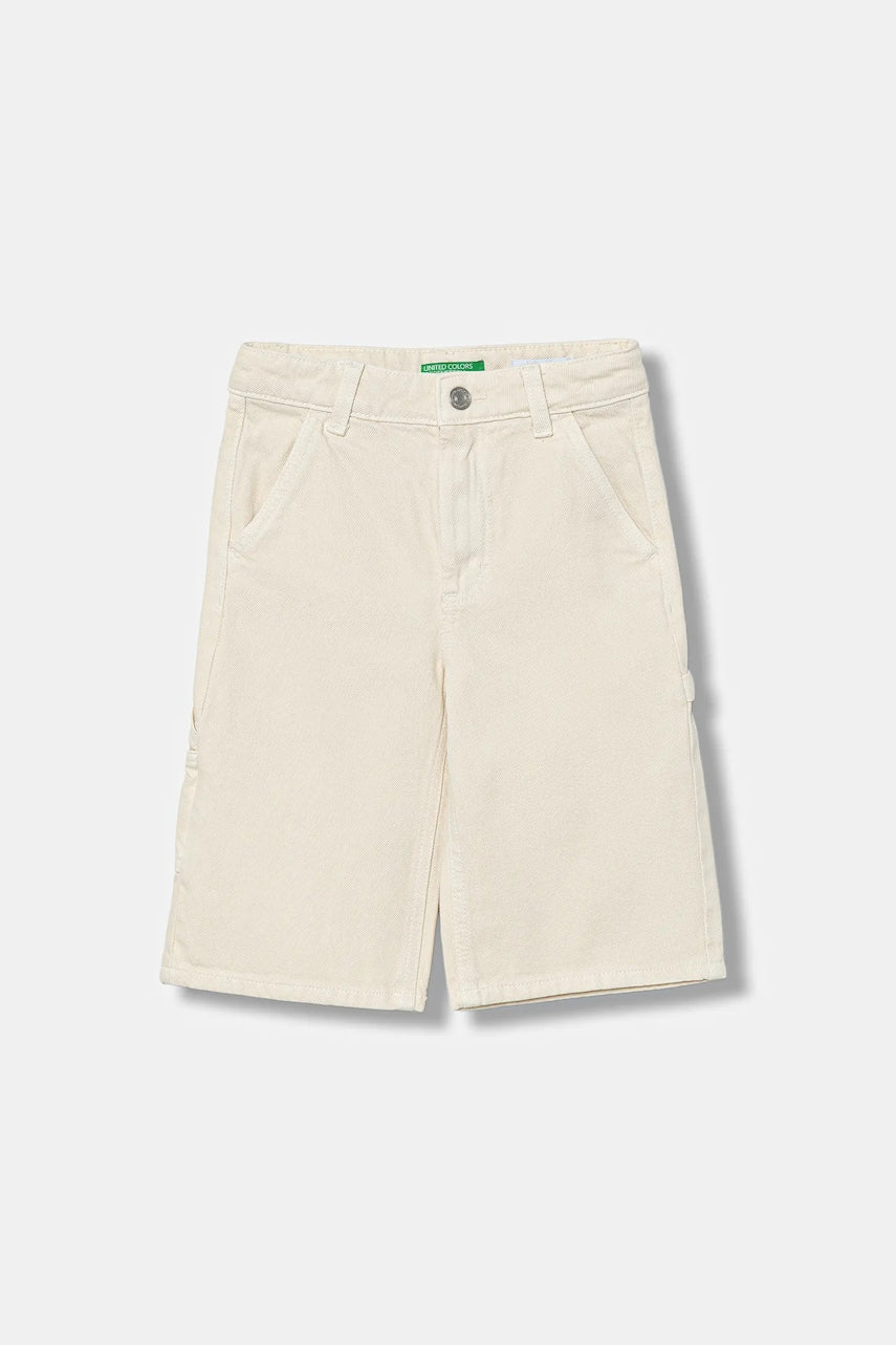 Otroške kratke hlače iz jeansa United Colors of Benetton bež barva, 481SCF04Z