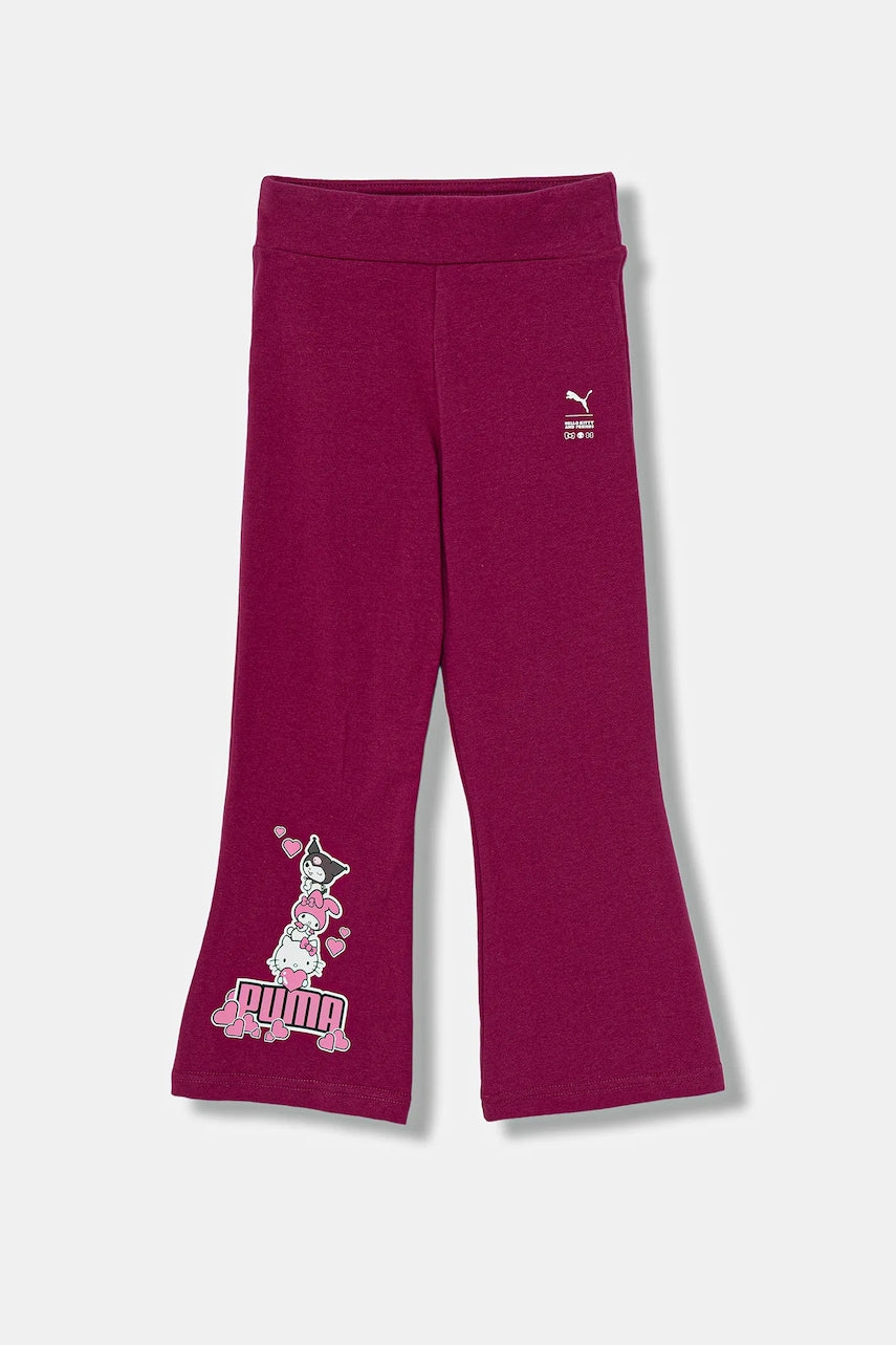 Otroški spodnji del trenirke Puma PUMA X HELLO KITTY & FRIENDS Flared Leggings vijolična barva, 632388