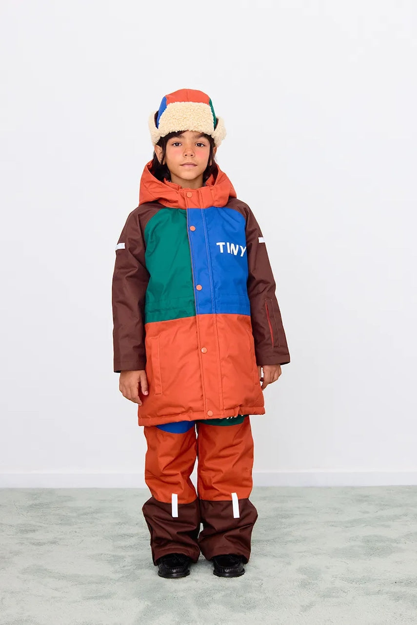 Otroške smučarske hlače Tinycottons COLOR BLOCK SNOW PANT oranžna barva, AW25-047