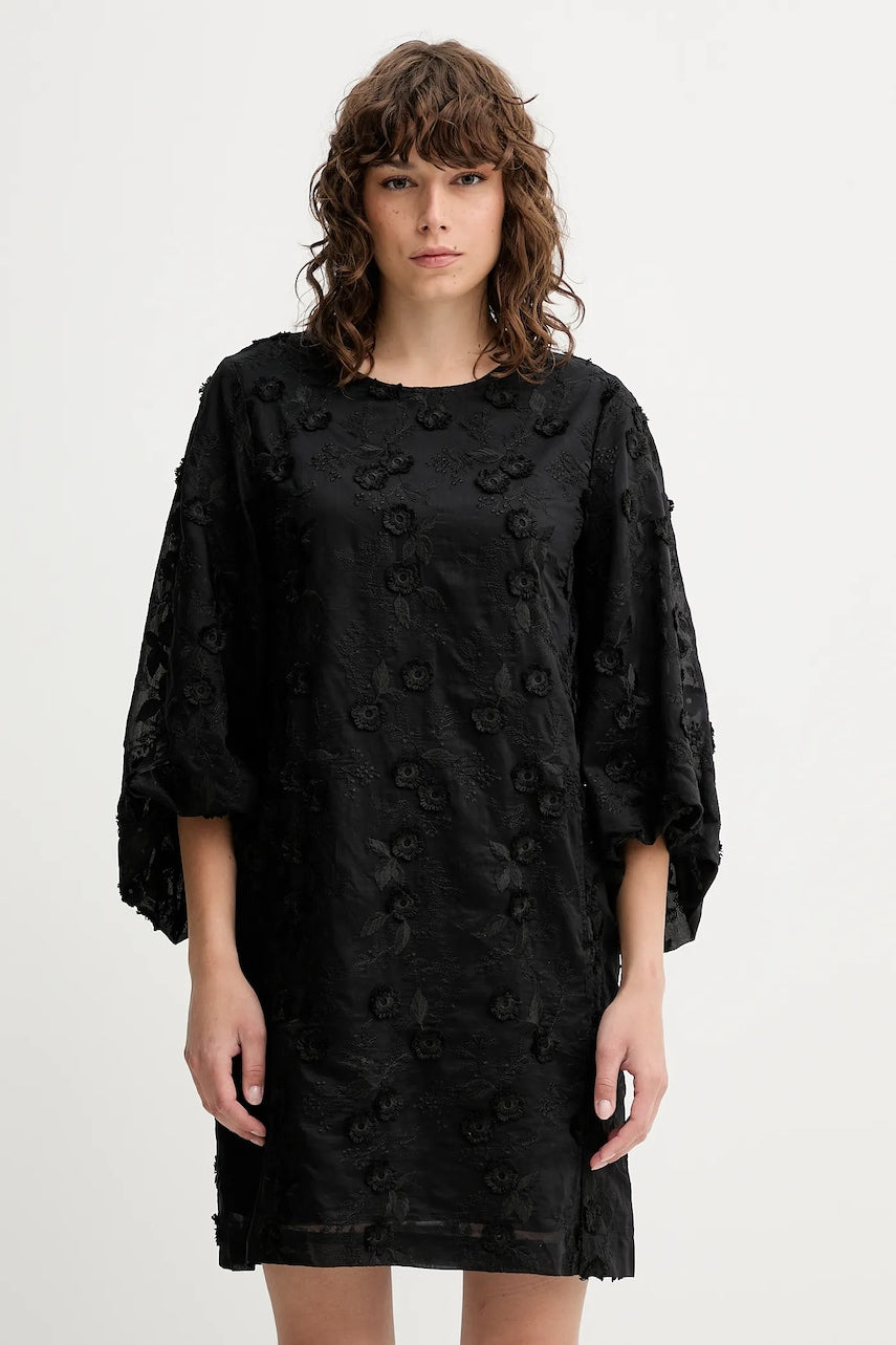 Haljina MUNTHE PANSI boja: crna, mini, ravna, 252131625225