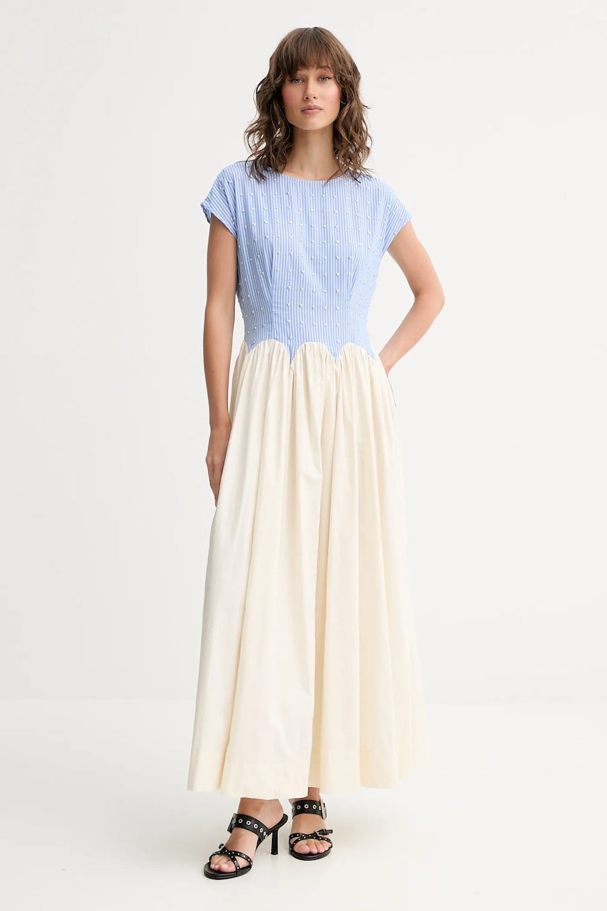 Pamučna haljina Never Fully Dressed Monika maxi, širi se prema dolje, NFDDR2806