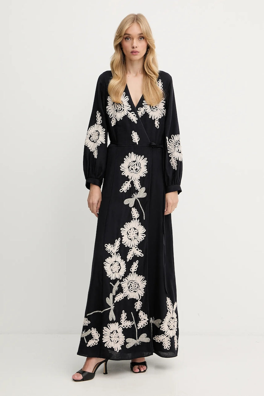 Vunena haljina Forte Forte boja: tamno plava, maxi, širi se prema dolje, 14040.my.dress