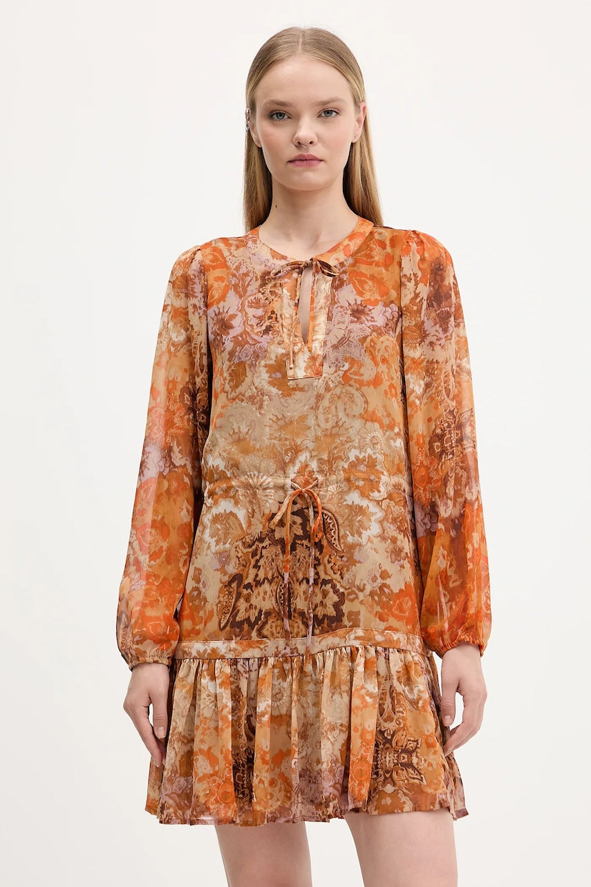 Obleka Desigual BOHOSHORT oranžna barva, 25WWVW18