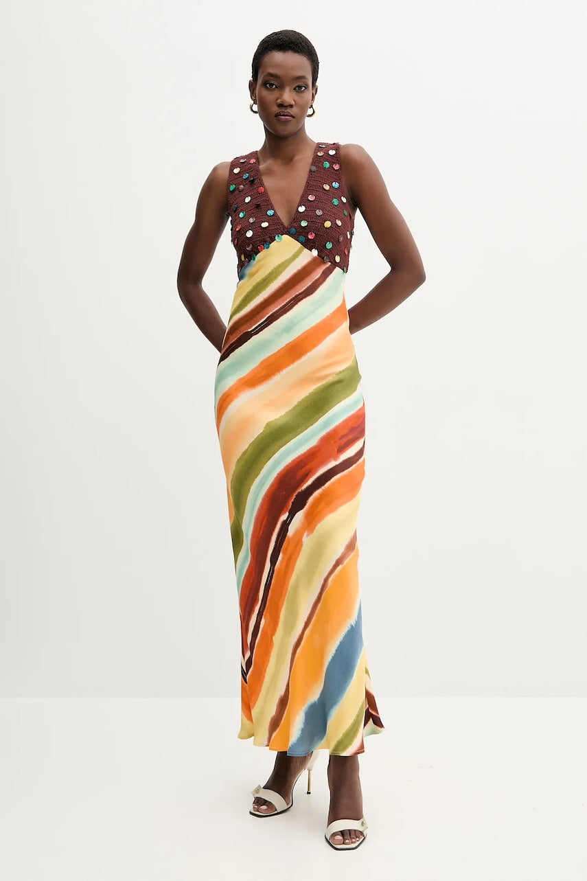 Pamučna haljina Never Fully Dressed boja: narančasta, maxi, širi se prema dolje, NFDDR2267