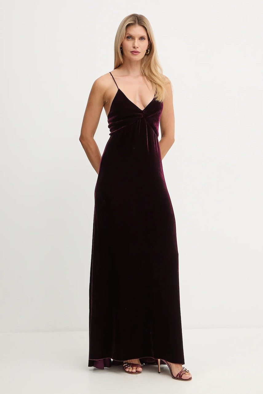 Haljina s dodatkom svile Forte Forte boja: bordo, maxi, širi se prema dolje, 14351.mydress