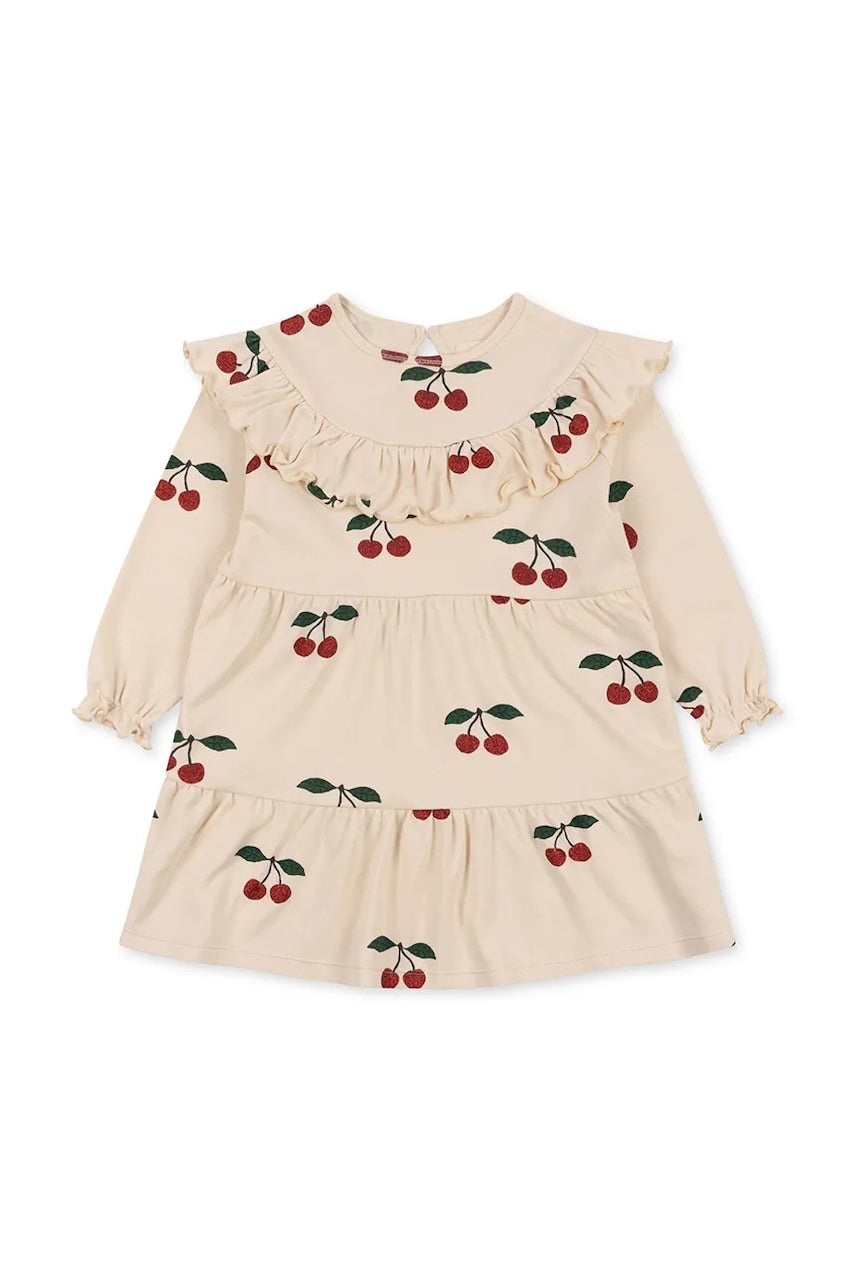 Dječja pamučna haljina Konges Sløjd MALLI GLITTER DRESS GOTS boja: bež, mini, uski kroj, KS103893