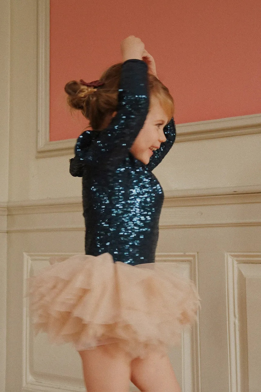 Otroška obleka Konges Sløjd BALLERINA GLITTER DRESS mornarsko modra barva, KS104208