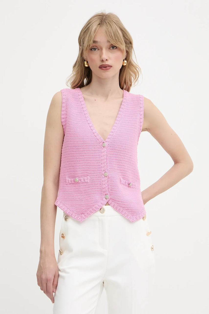 Pamučni prsluk Morgan boja: ružičasta, tople, MGILET