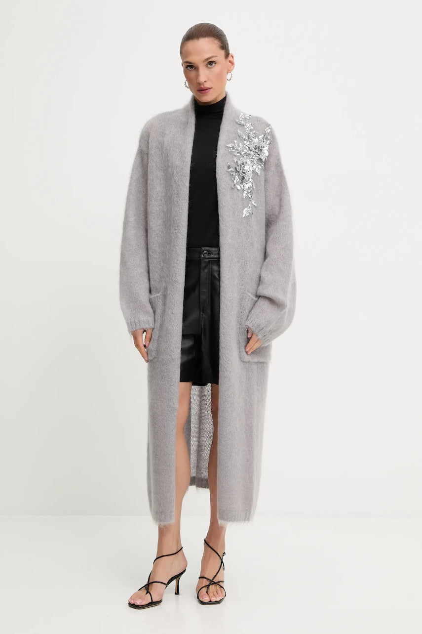 Kardigan s dodatkom vune Blugirl Blumarine boja: siva, tople, RF5080.MS037