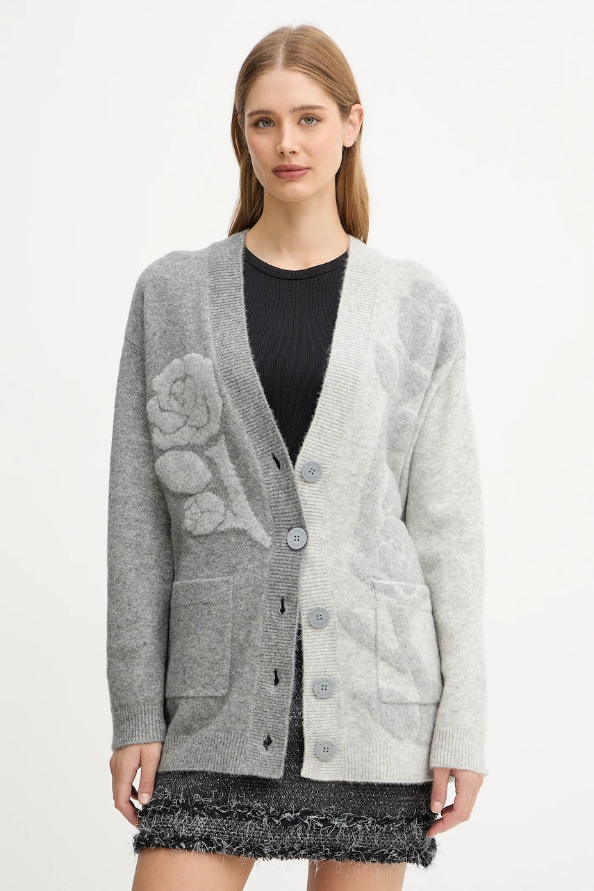 Kardigan s primjesom vune Blugirl Blumarine boja: siva, tople, RF5156.MA870