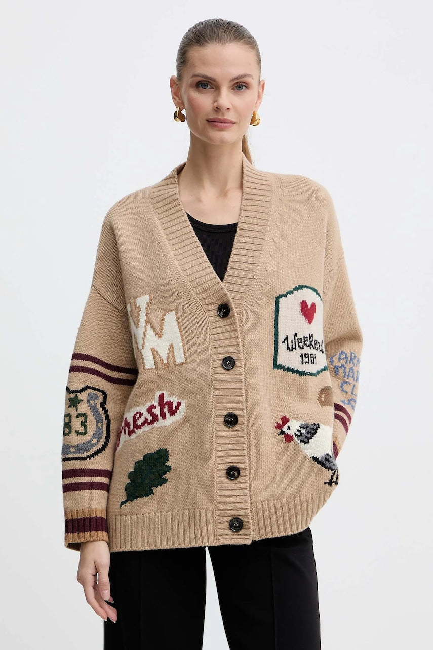 Vuneni kardigan Weekend Max Mara BELGIO boja: bež, tople, 2525346082600