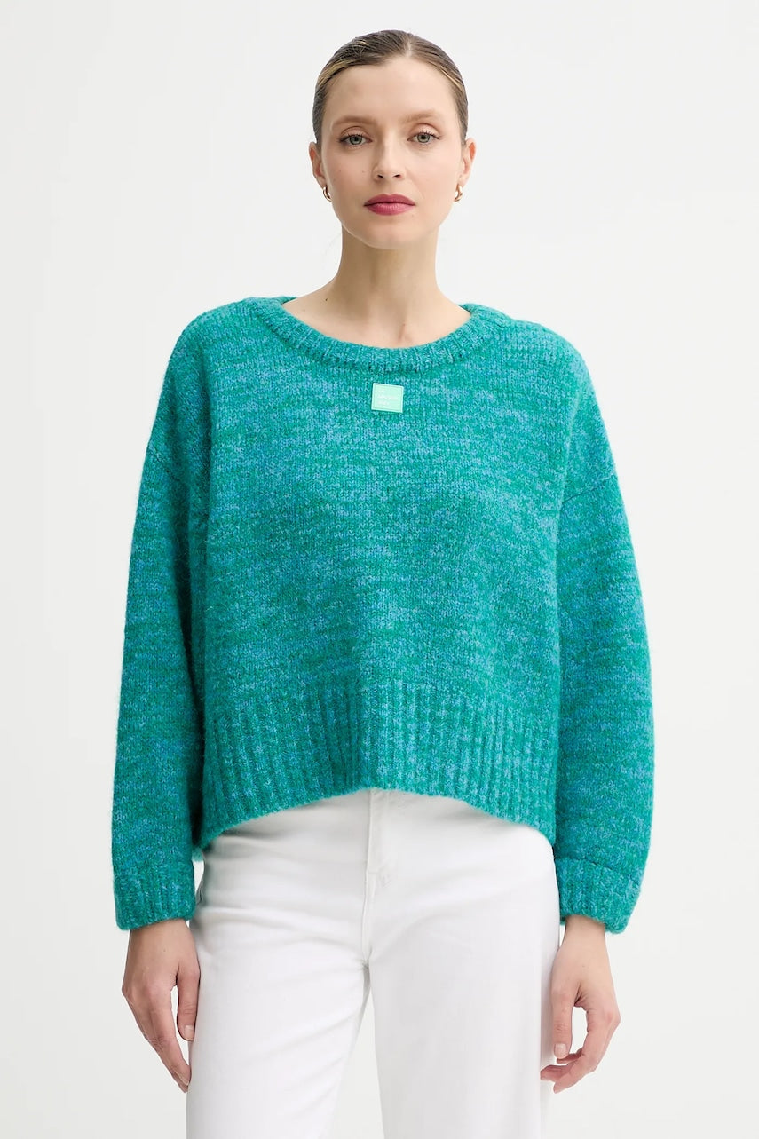 Pulover s dodatkom vune American Vintage boja: tirkizna, tople, EAST18VM