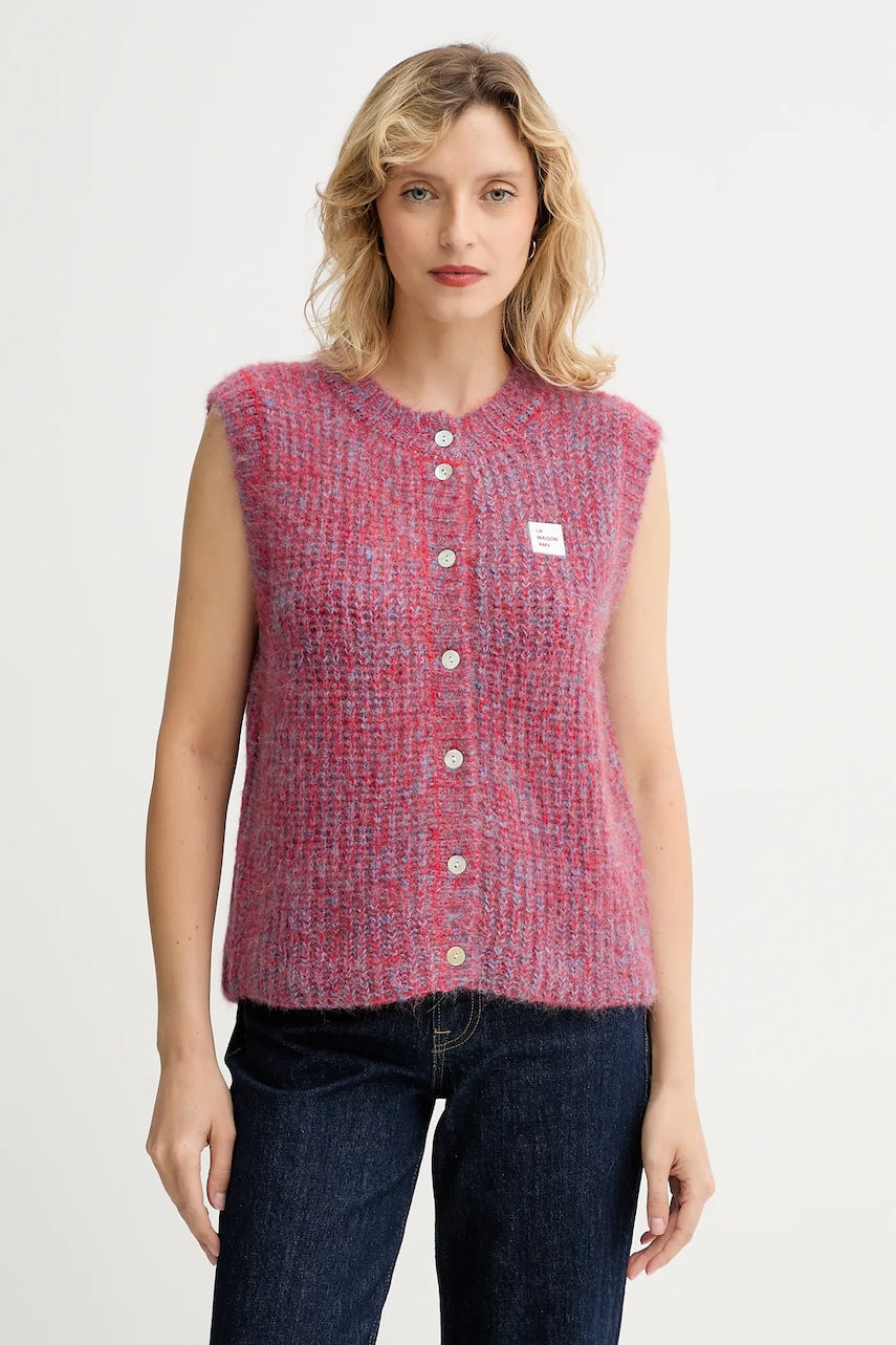 Prsluk s dodatkom vune American Vintage boja: ružičasta, tople, EAST19MM