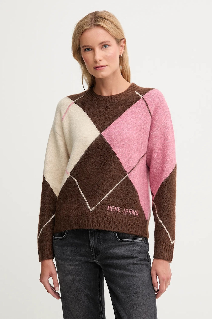 Pulover s dodatkom vune Pepe Jeans boja: smeđa, tople, PL7000037