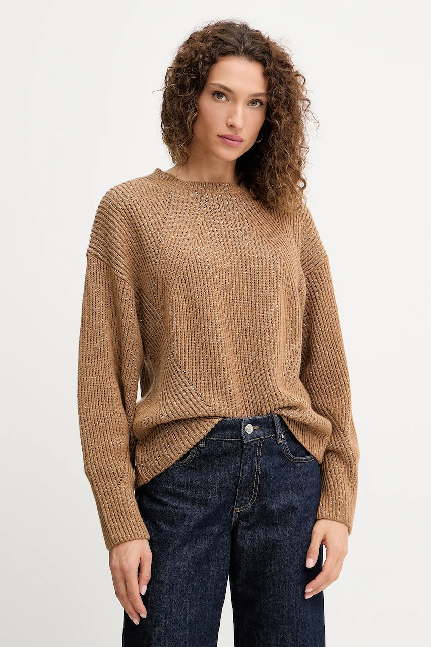 Vuneni pulover Twinset boja: smeđa, tople, 252TT3461