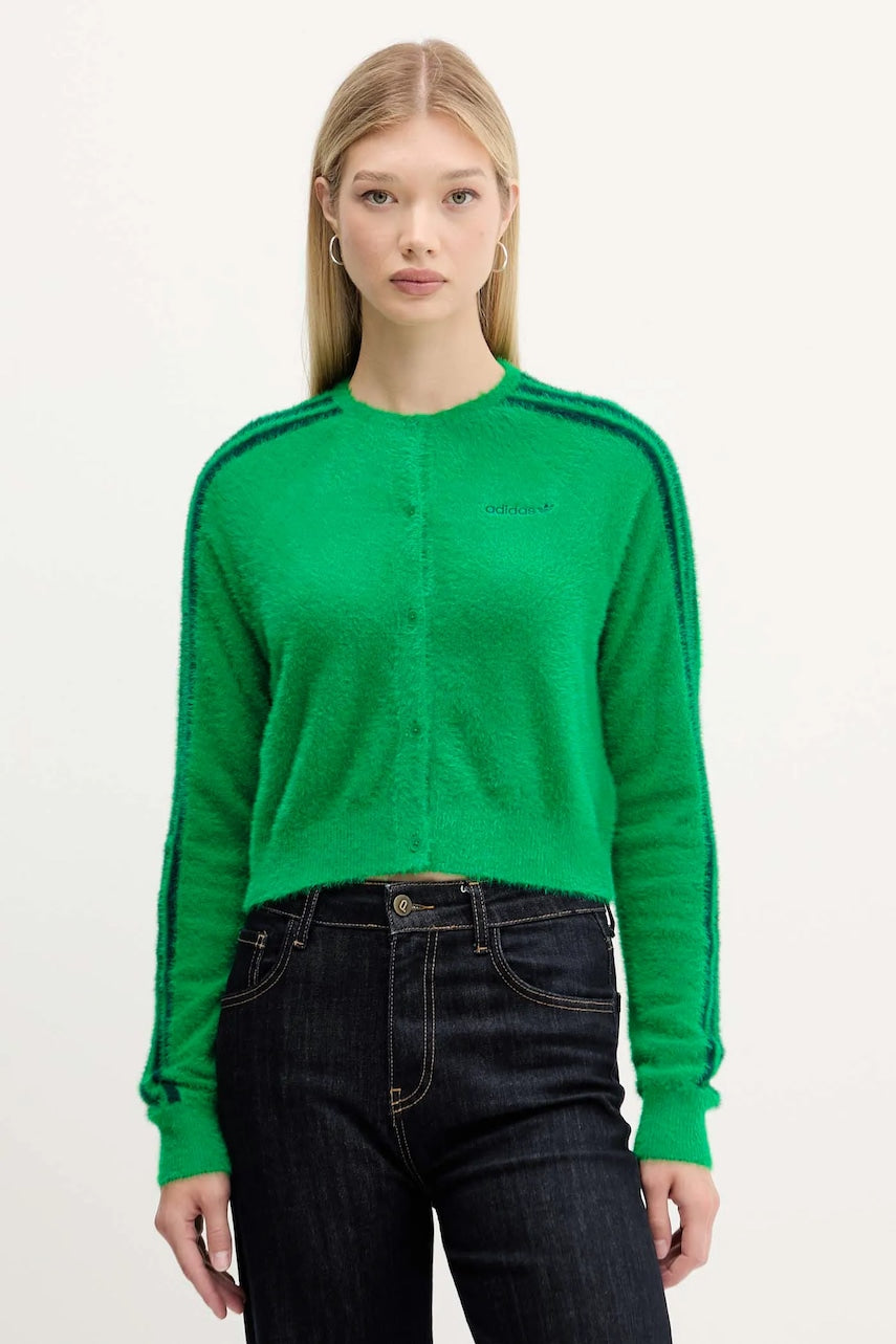 Kardigan adidas Originals Fluffy Cardigan boja: zelena, lagane, JW5177