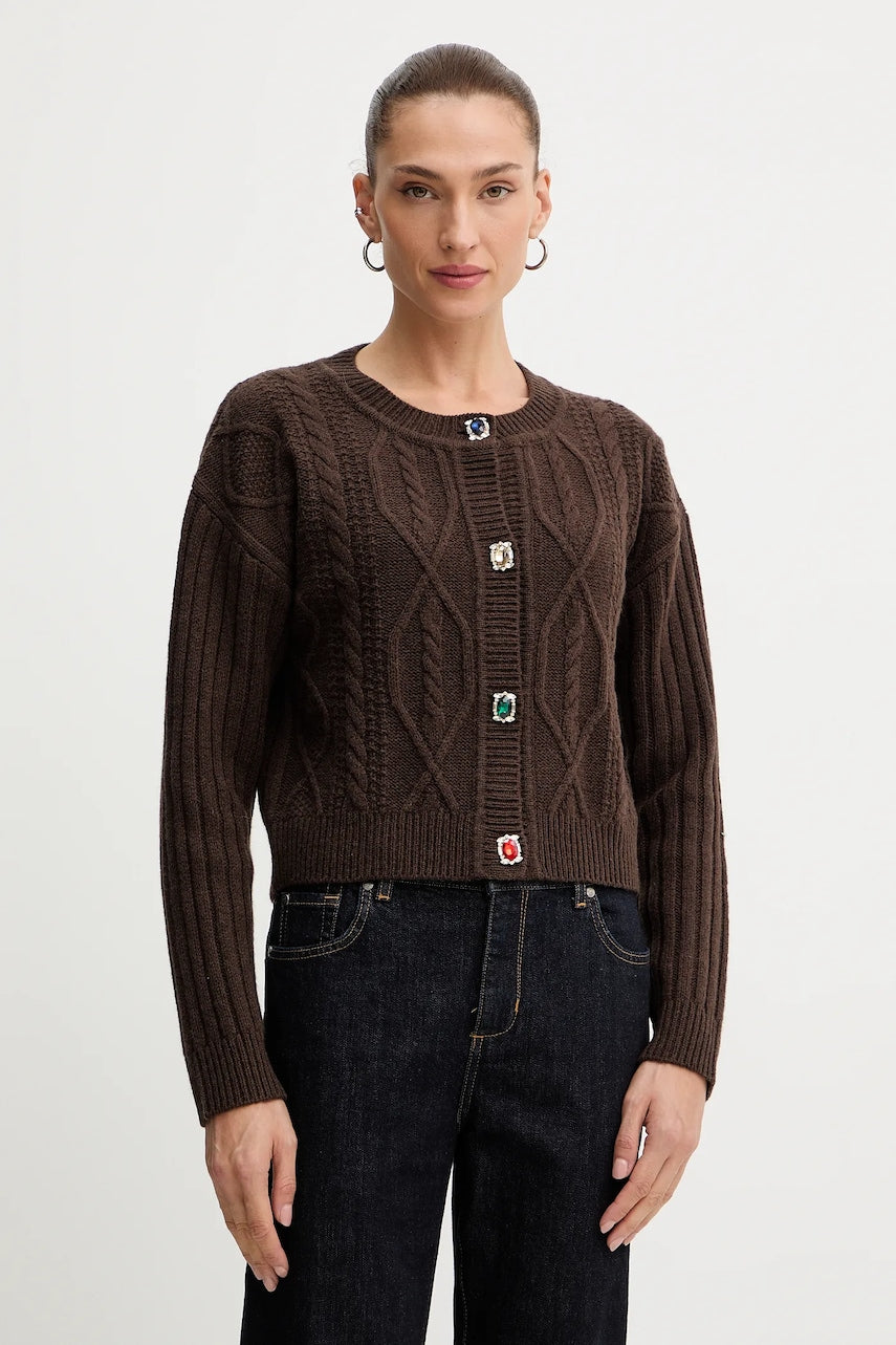 Kardigan s dodatkom vune Liu Jo boja: smeđa, tople, MF5423 MS040