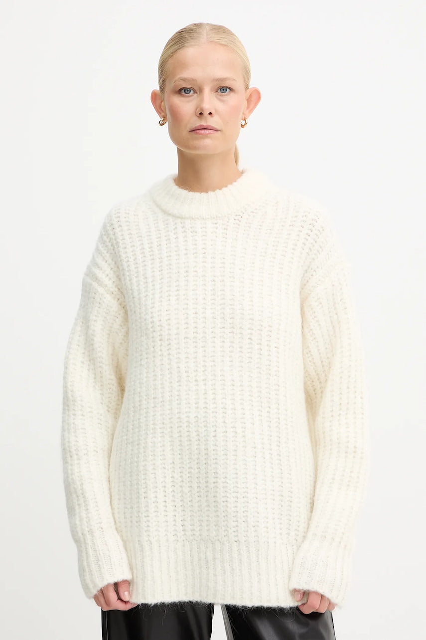 Pulover s dodatkom vune MICHAEL Michael Kors boja: bež, tople, MF5619OJVC