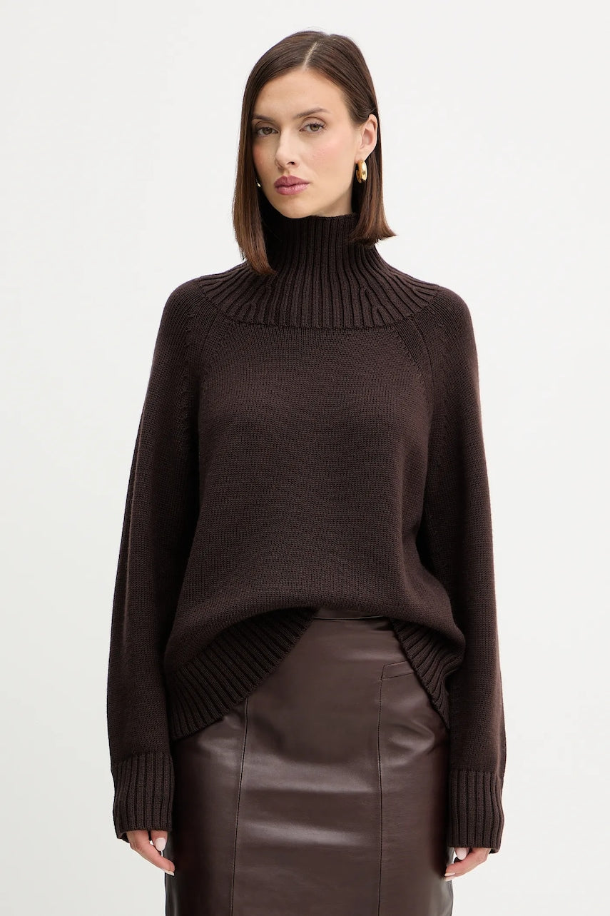 Vuneni pulover MICHAEL Michael Kors boja: smeđa, tople, s dolčevitom, MF561CGF2G