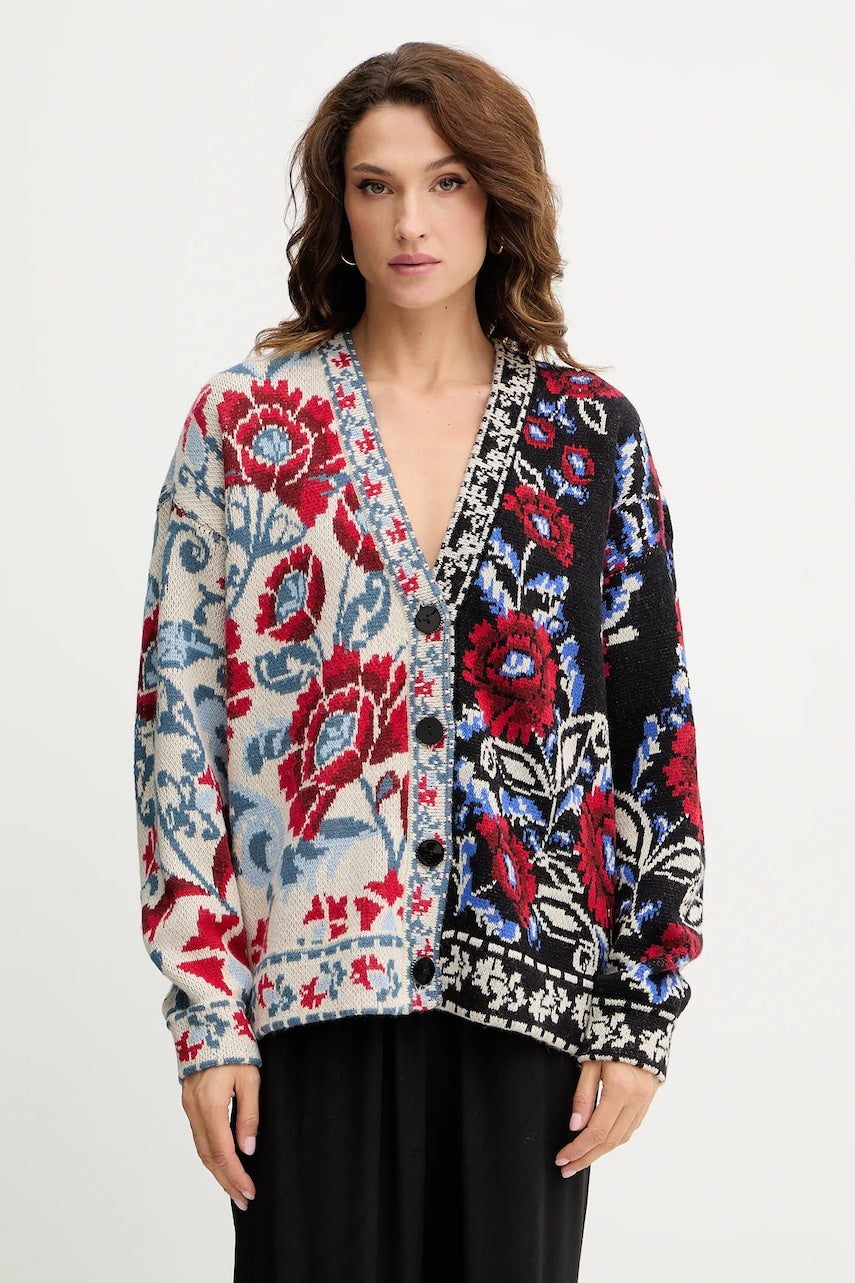 Kardigan s primjesom vune Farm Rio boja: crna, tople, 345841