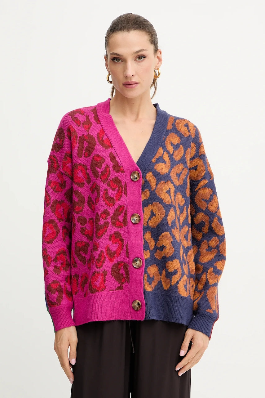 Kardigan s primjesom vune Farm Rio boja: ružičasta, tople, 346319