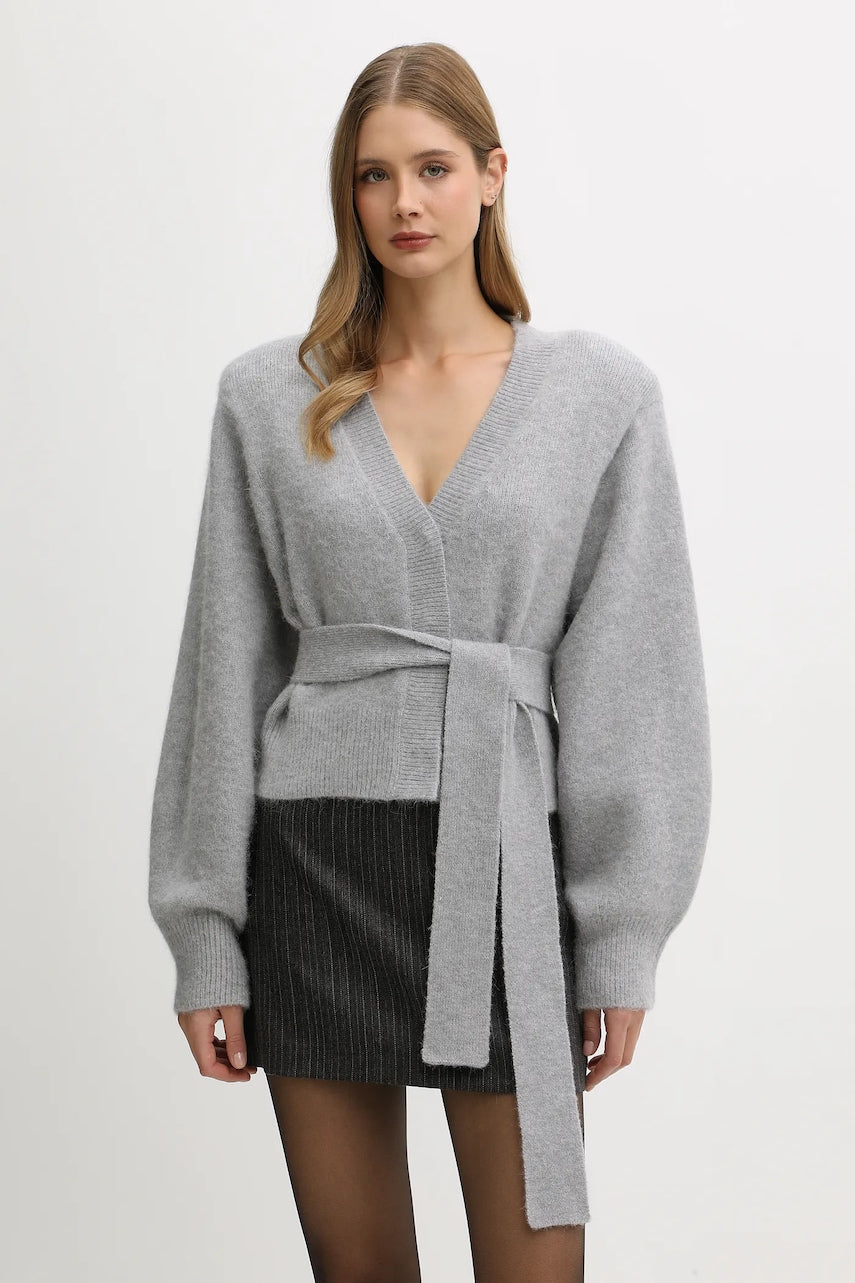 Kardigan s dodatkom vune Rotate boja: siva, tople, 114736039