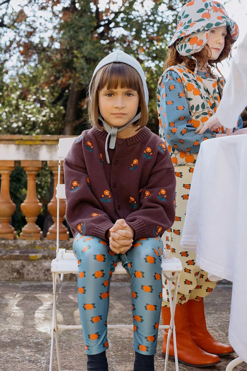 Otroška jopica Tinycottons FLOWERS CARDIGAN rjava barva, AW25-101