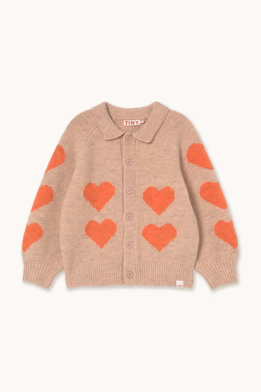 Otroška jopica Tinycottons HEARTS CARDIGAN bež barva, AW25-124
