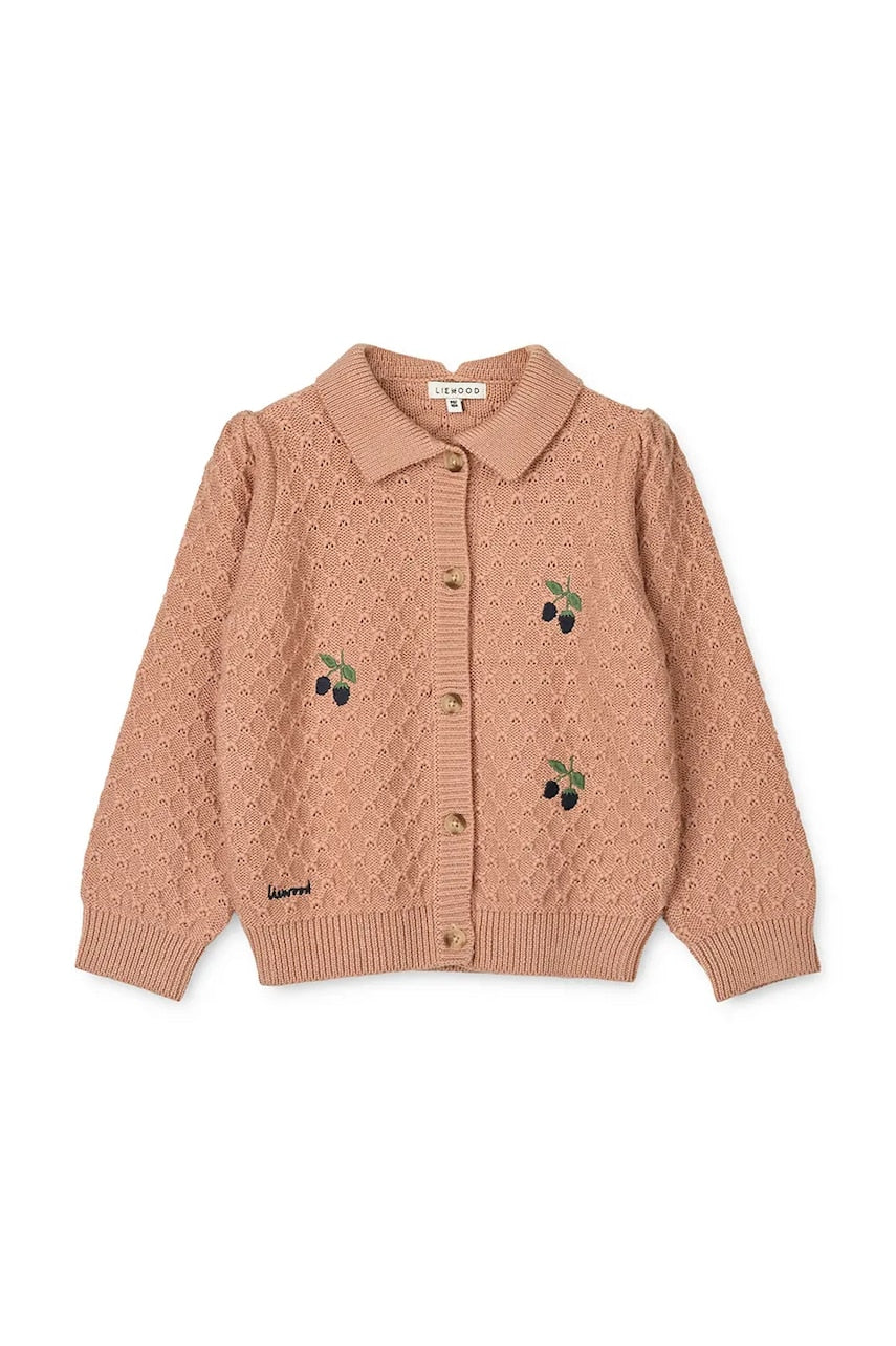 Otroški volneni pulover Liewood Jane Knit Cardigan oranžna barva, LW20306