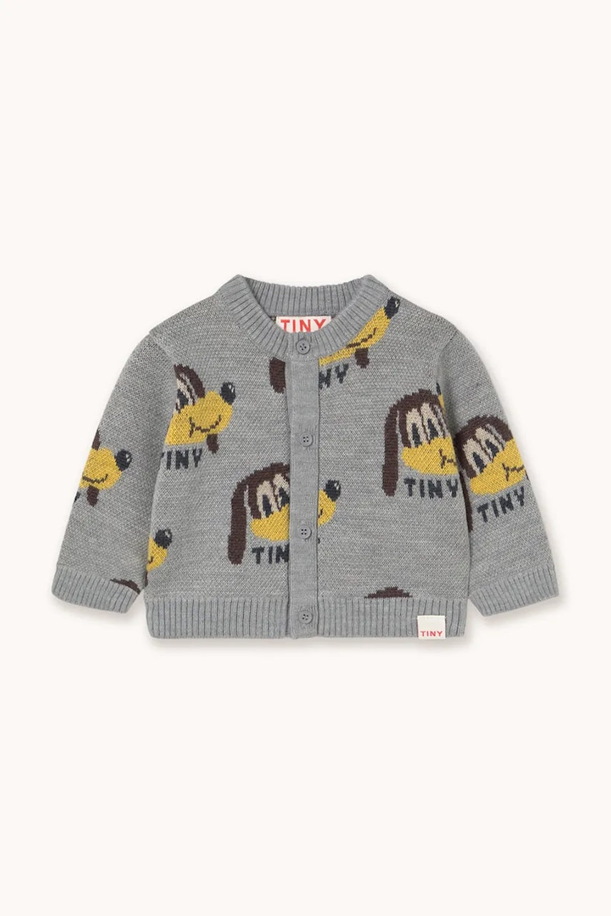 Kardigan za bebe Tinycottons DOGS BABY CARDIGAN boja: siva, AW25-094