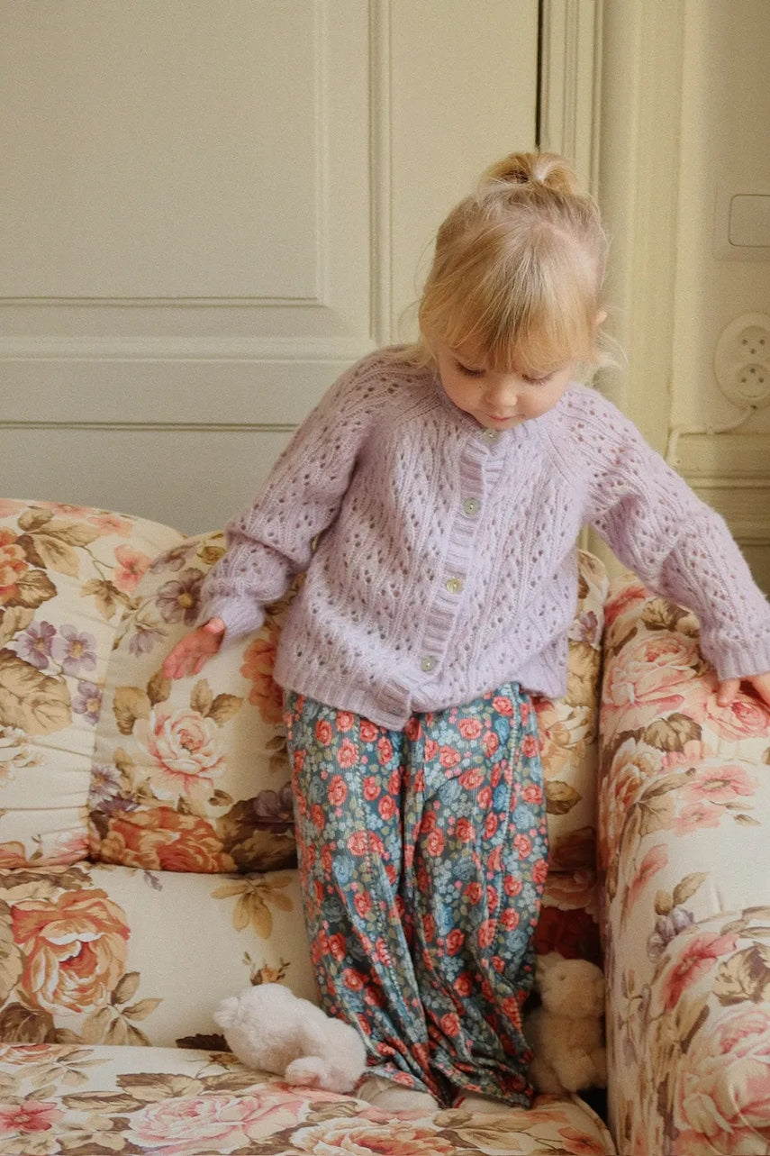 Dječji kardigan s dodatkom vune Konges Sløjd ISA CARDIGAN boja: ljubičasta, lagane, KS103829