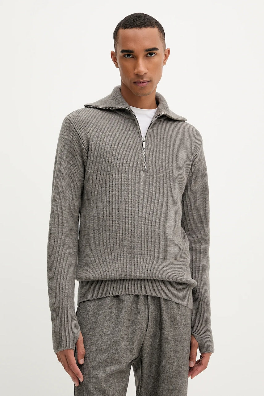 Vuneni pulover BARENA VENEZIA Knitwear Batigia za muškarce, boja: smeđa, tople, KNU5289.305