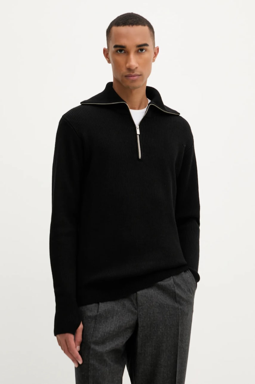 Vuneni pulover BARENA VENEZIA Knitwear Batigia za muškarce, boja: crna, tople, KNU5289.305