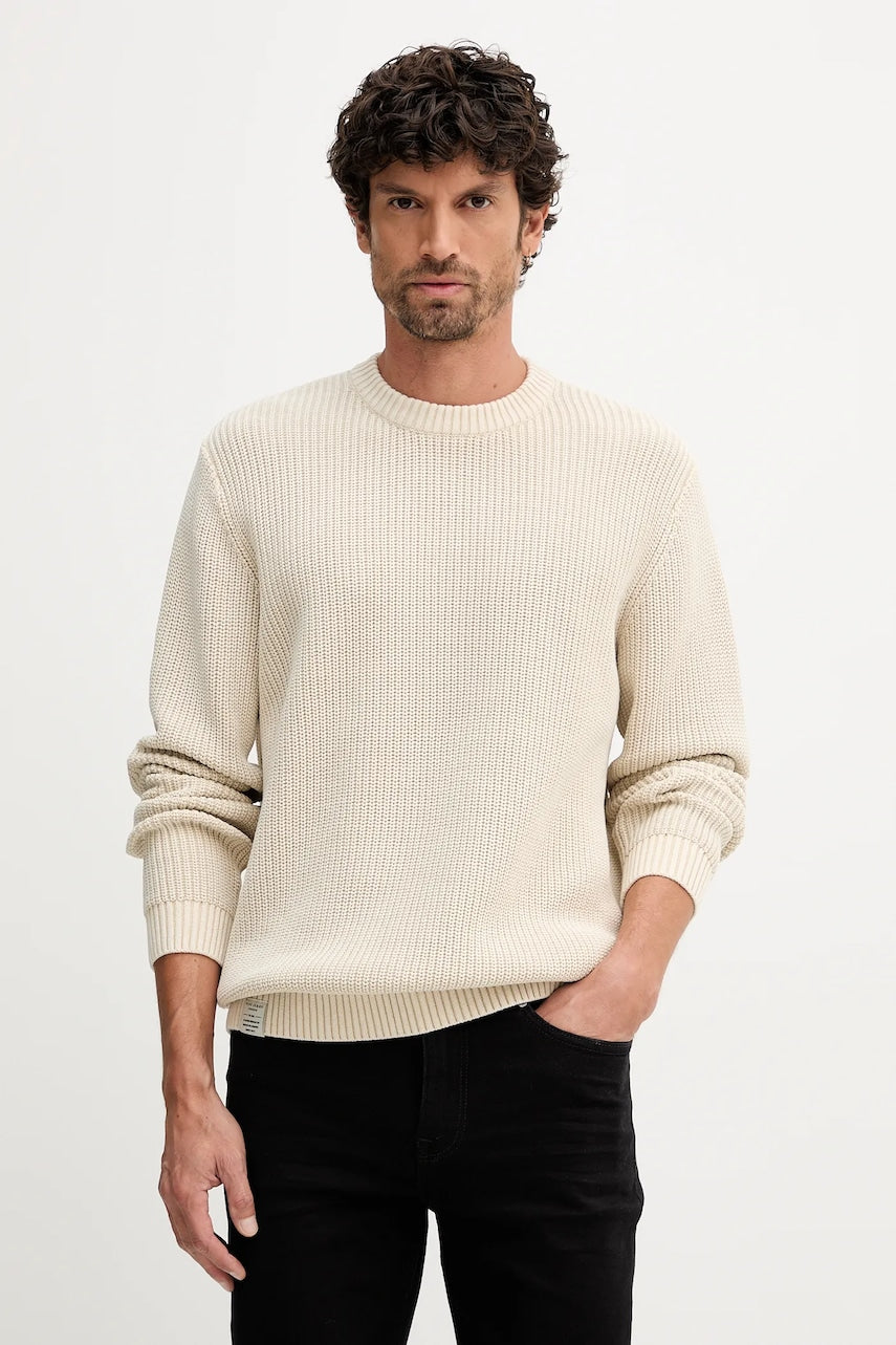 Pamučni pulover Pepe Jeans za muškarce, boja: bež, tople, PM7000022