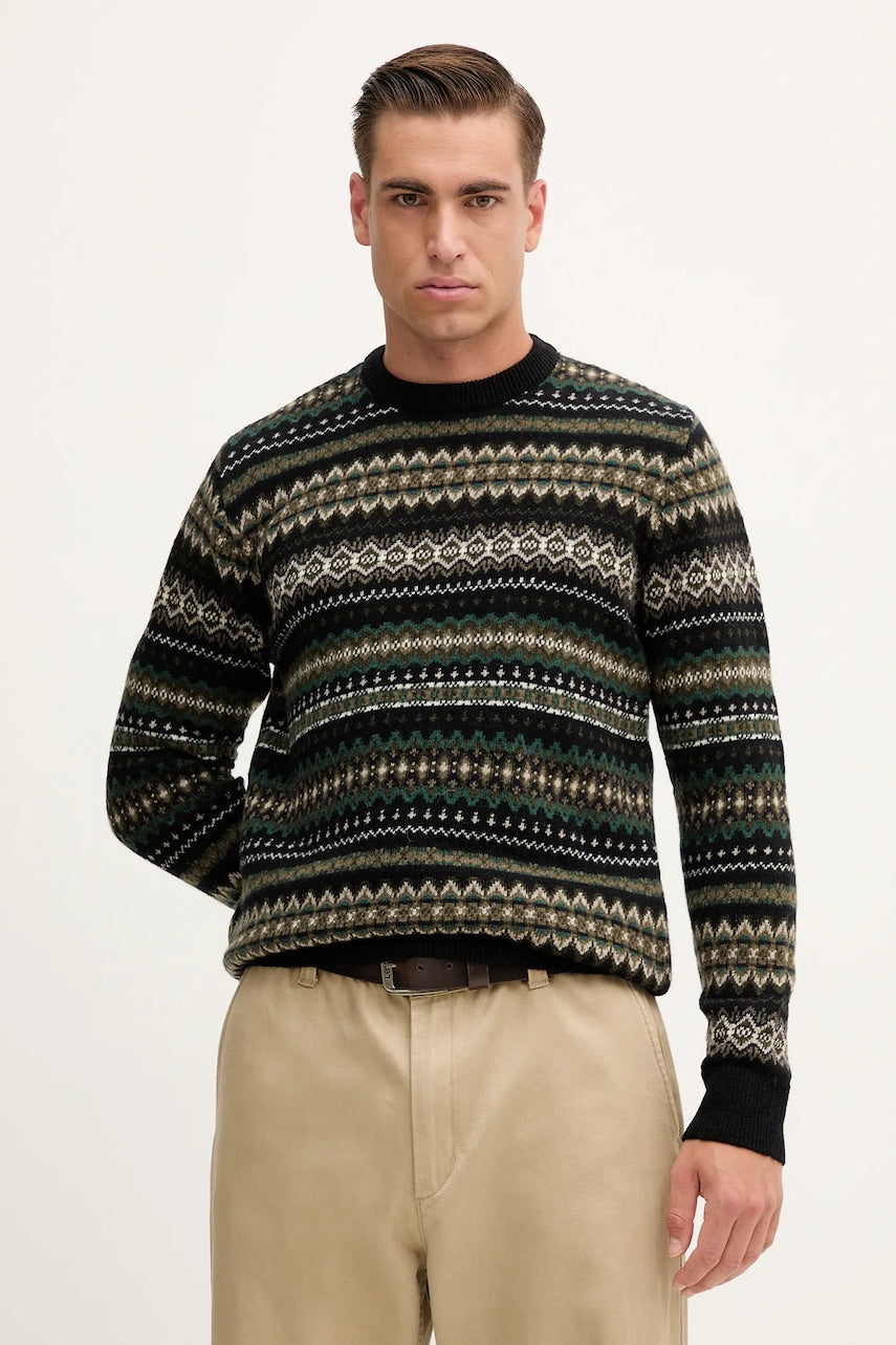 Vuneni pulover Barbour za muškarce, boja: crna, tople, MKN1027