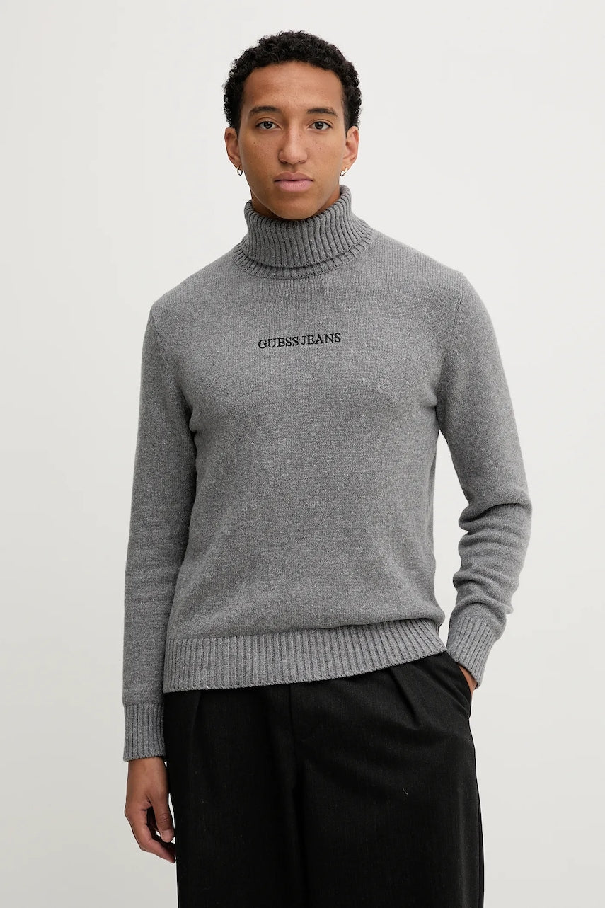 Pulover s dodatkom vune Guess Jeans boja: siva, tople, s dolčevitom, M5BR58 Z0561