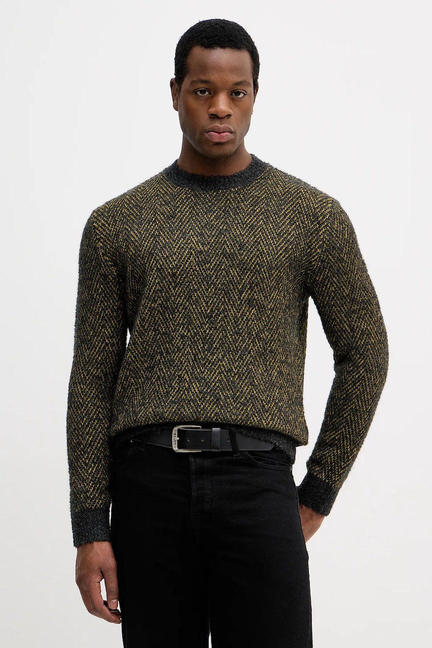 Pulover s dodatkom vune Sisley za muškarce, boja: zelena, tople, 170WS104K