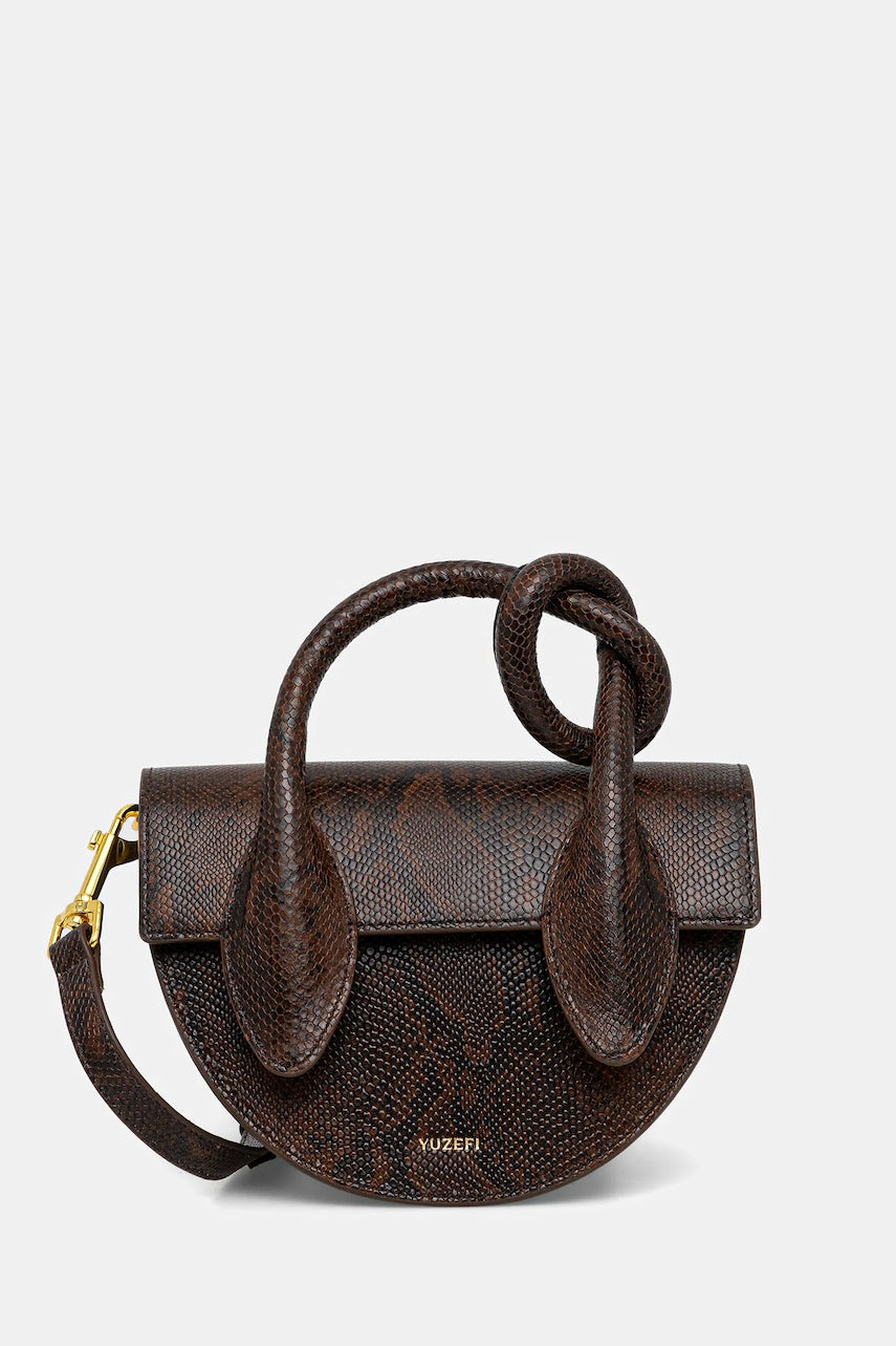 Kožna torba Yuzefi PRETZEL boja: smeđa, YUZPF25-HB-PRZ-L062