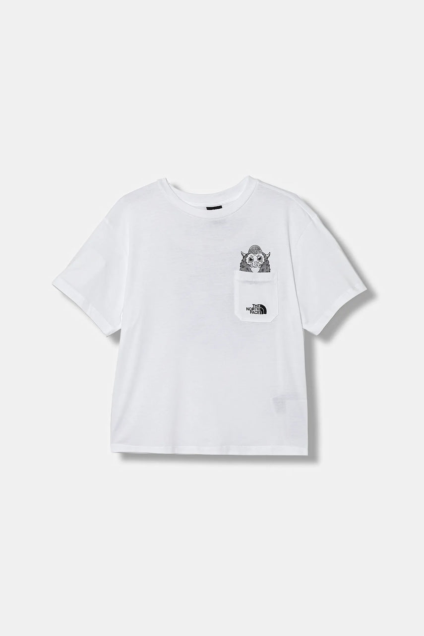 Otroška bombažna kratka majica The North Face B SPORTS OVERSIZED POCKET SS TEE - GRAPH bela barva, NF0A8EAKFN41