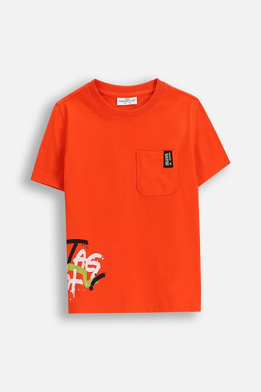 Otroška bombažna kratka majica Coccodrillo rdeča barva, SPORTS BOY KIDS