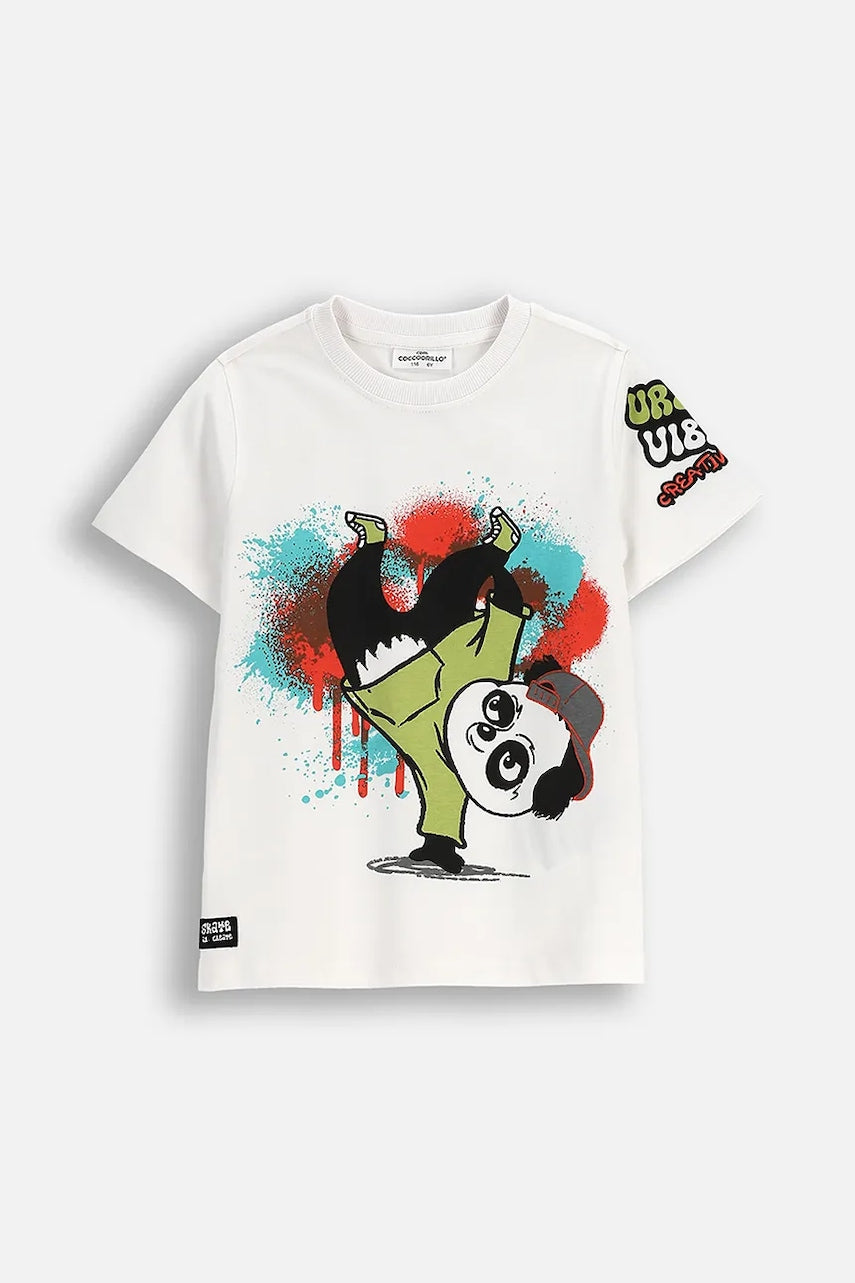 Otroška kratka majica Coccodrillo bela barva, SPORTS BOY KIDS
