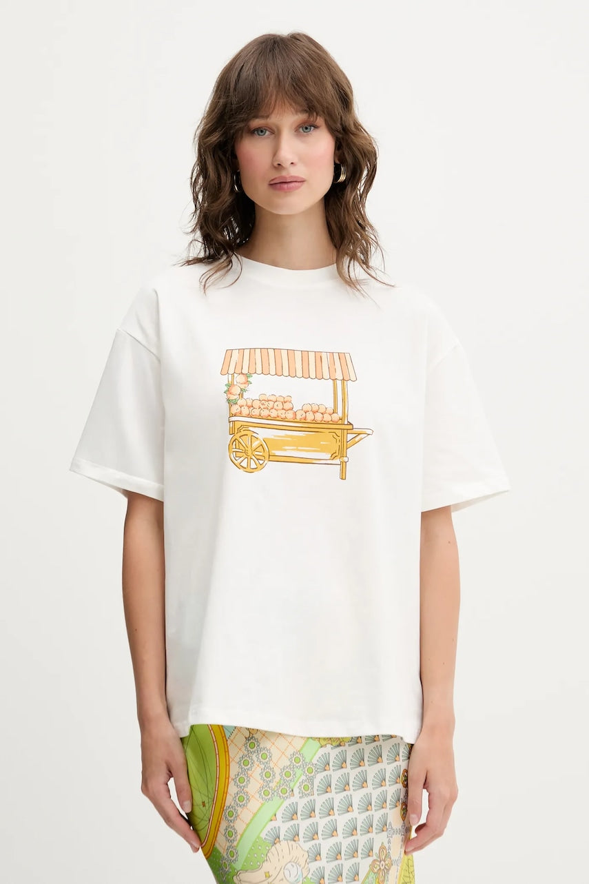 Kratka majica Never Fully Dressed Cart ženska, bela barva, NFDTO1813