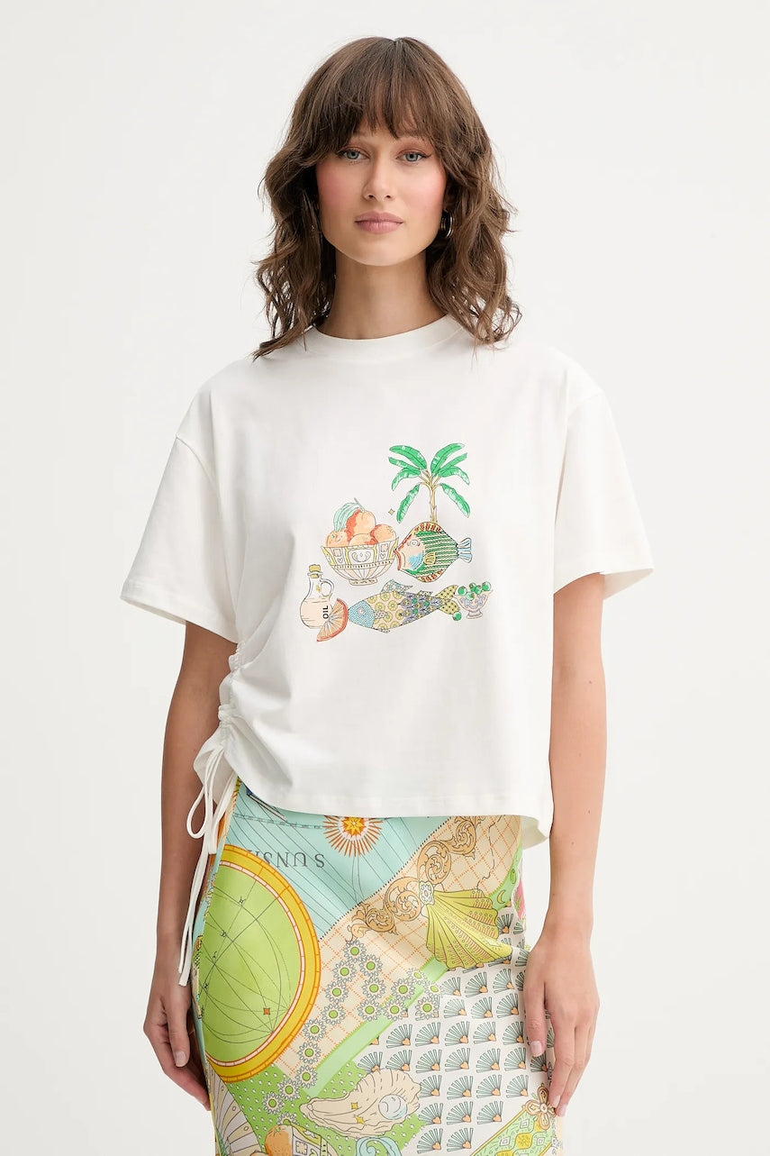 Kratka majica Never Fully Dressed Isla ženska, bela barva, NFDTO1825